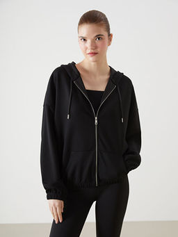 Kap??onlu Oversize Kad?n Fermuarl? Sweatshirt