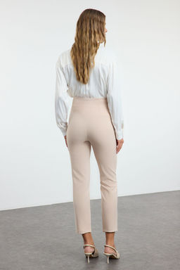 Bej Cigarette Kal?p Pensli Yuksek Bel Bilek Boy Dokuma Kumas Pantolon TWOSS20PL0515