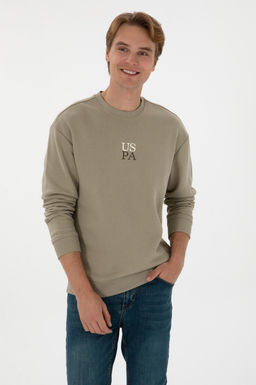 Erkek A__k Haki Basic Sweatshirt Sepette S_rpriz _ndirim
