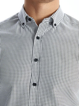 Regular Fit Uzun Kollu Ekose Gabardin Erkek G?mlek