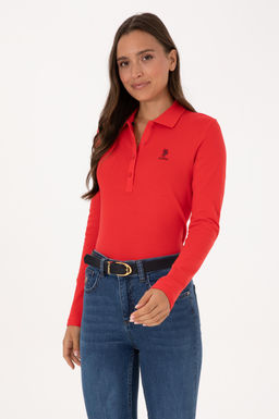 Kad_n K_rm_z_ Basic Polo Yaka Sweatsh_rt