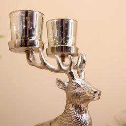 Подсвечник на 2 свечи «Олень», 15×18×31 см, алюминий