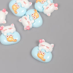 Декор для творчества пластик «Котик в аквариуме», набор 6 шт., 2×2×1 см