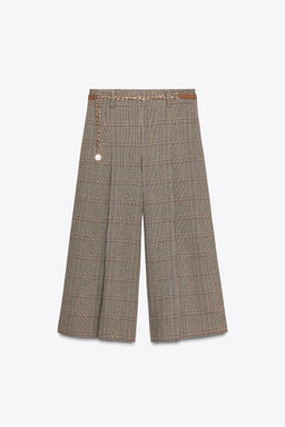 HOUNDSTOOTH LONG BERMUDA SHORTS WITH BELT