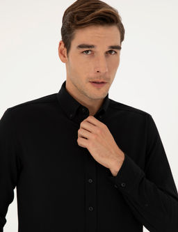 Siyah Slim Fit Uzun Kollu G_mlek