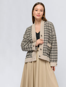Кардиган бежевого цвета укороченный с карманами - 1001dress фото 4