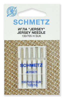 Иглы для бытовых швейных машин Schmetz джерси 130/705H SUK №100, уп.5 игл