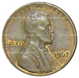 Монета 1 цент 1967 года США