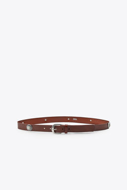 LEATHER BELT WITH HEART STUDS - Zara фото 3