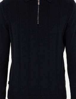 Lacivert Slim Fit Fermuarl_ Polo Yaka Triko Kazak - Pierre cardin фото 6