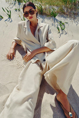 DOUBLE-BREASTED LINEN BLEND BLAZER - Zara фото 17