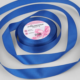 Цена за 4 шт. Лента атласная, 20 мм, 23±1 м, синяя №40