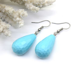 Серьги Капли гр.15*25мм из бирюзы, 11,4г