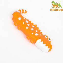 Игрушка пищащая Крокодил для собак, 19 см, оранжевая