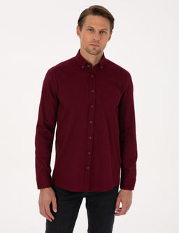 Bordo Regular Fit Uzun Kollu G_mlek