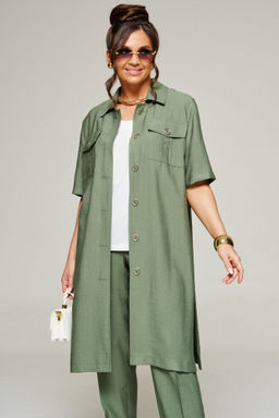 Костюм 6336 хаки, Брюки, Блуза, Топ