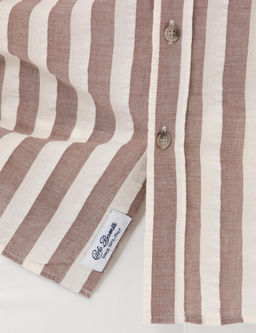 Коричневая приталенная рубашка в полоску с длинным рукавом