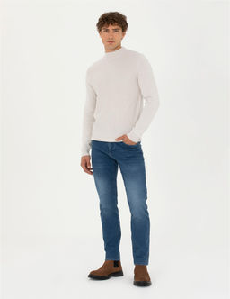 Ta_ Slim Fit Yar_m Bal_k__ Yaka Triko Kazak