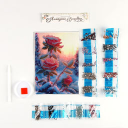 Алмазная мозаика на новый год с частичным заполнением на холсте «Розы», 15×21 см, набор для творчества