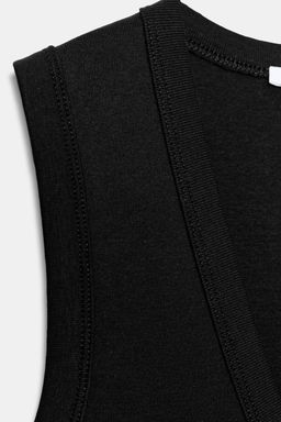 CAMISETA ALGOD?N  ESCOTE PICO / Negro - Zara фото 3