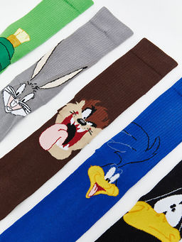 Looney Tunes Bask?l? Erkek Soket ?orap 5li