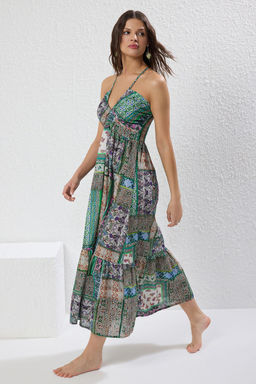 TRENDYOLMILLA Etnik Desenli Dokuma 100% Pamuk Plaj Elbise TBESS25EL00110 фото 7