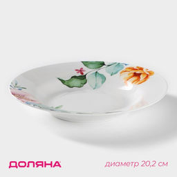 Тарелка фарфоровая глубокая Доляна Пташка, d=20,2 см, цвет белый
