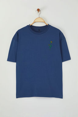 TRENDYOL MAN Beyaz Oversize/Genis Kesim Cicek Nak?sl? %100 Pamuk T-Shirt TMNSS25TS00026 - Trendyolmilla фото 7