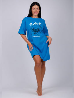 Сорочка Беверли синий, интерлок пенье - Малина фото 5