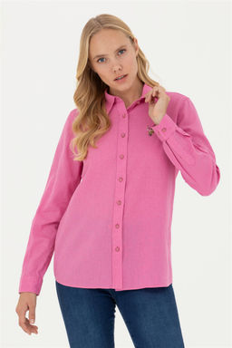 Женская розовая базовая рубашка с длинным рукавом - U.s. polo assn фото 3