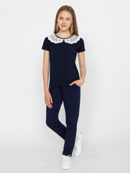 CRB wear/CWJG 63197-41 Джемпер для девочки,темно-синий/Ex.Cherubino  фото 4