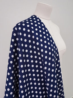 Штапель Белый горох (11мм) цв.чернильно-синий, ш.1.45м, вискоза-100%, 95гр/м.кв - Купава фото 9