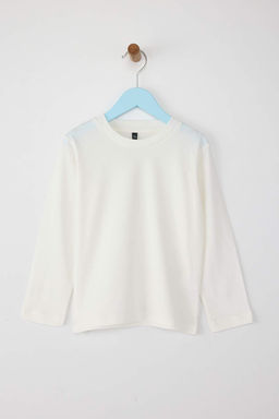 Lacivert-Bordo-Ekru 3lu Unisex Cocuk 100% Pamuk Duz Regular Orme T-Shirt TKDAW26TS00004 - Trendyolmilla фото 19