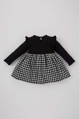 Платье-майка в рубчик с длинными рукавами и повязкой на голову для маленьких девочек, комплект из 2 предметов - Defacto фото 5