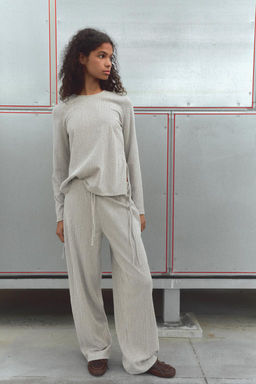 TEXTURED STRAIGHT-LEG TROUSERS