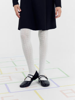 Цена за 3 пары! Колготки детские белые с рисунком в виде сердечек