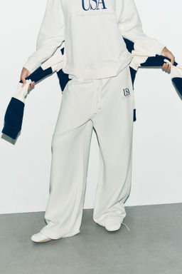 COTTON EMBROIDERED TEXT TROUSERS - Zara фото 4