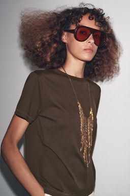 MERCERISED COTTON T-SHIRT - Zara фото 8