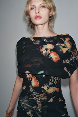 BEADED PRINTED CAPE DRESS - Zara фото 2