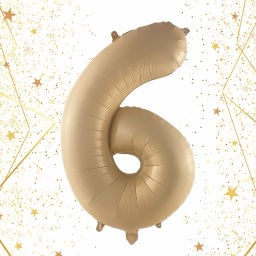 Шар фольгированный 32/81см "Цифра "6" (шампань)