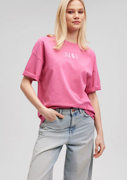 Mavi Logo Bask?l? Pembe Tisort