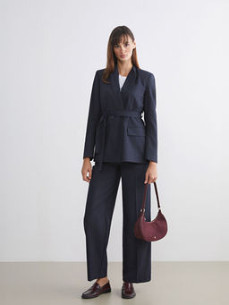 Loose Fit ?izgili Kad?n Pileli Pantolon