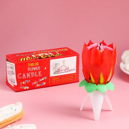 Свеча для торта музыкальная Тюльпан, красная, 125 см - Simaland фото 3