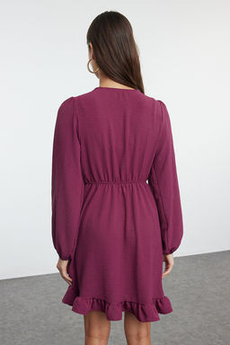 Mor Beli Lastikli Volanl? Mini Dokuma Elbise TWOAW24EL00249 - Trendyolmilla фото 5