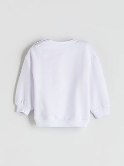 Ay?c?k Teddy Bask?l? K?z ?ocuk Sweatshirt