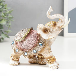 Фигурка полистоун «Слон в попоне с сапфирами», под дерево, 14×16×7.5 см
