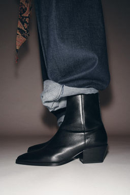 WIDE LEATHER ANKLE BOOTS - Zara фото 2