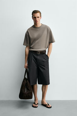 SUDADERA RELAXED FIT MANGA CORTA / Marr?n / Topo