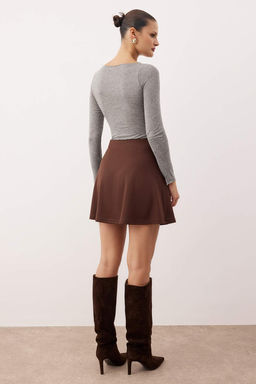 Siyah A line/Can Kesim Dugmeli Orme Mini Etek TWOAW26ET00085 - Trendyolmilla фото 8