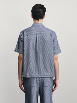 Рубашка в полоску на молнии / Zarina  фото 5